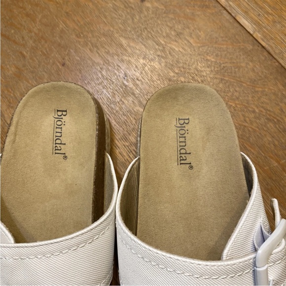 NEW Bjorndal White Penelope Thong Sandals, Cork insole, White & Jute Bottoms Sz7 - Picture 8 of 11